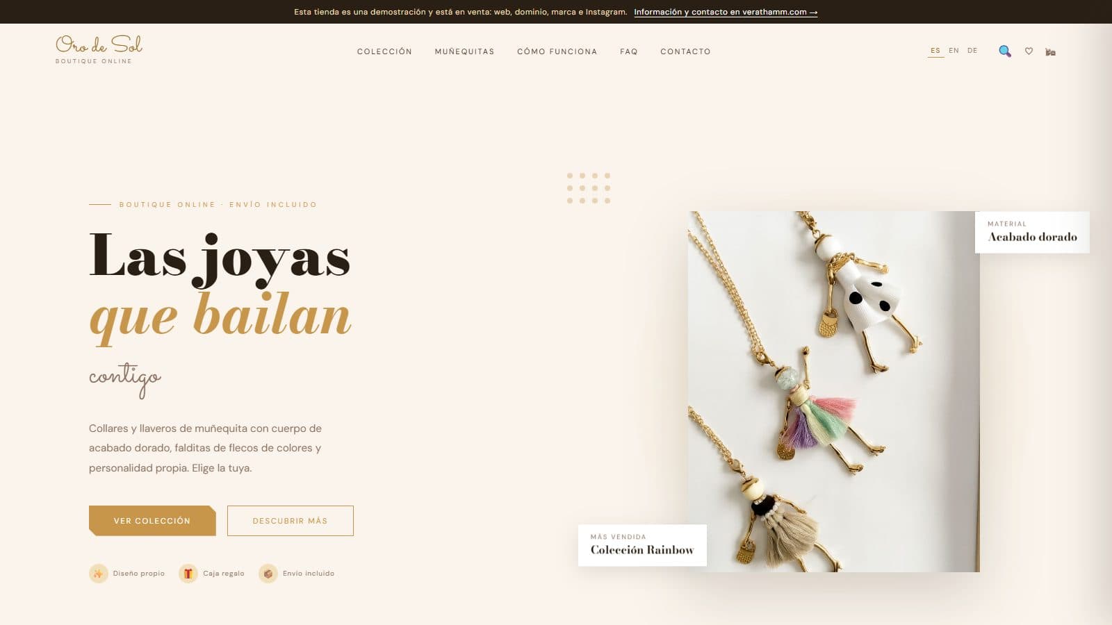 Oro de Sol — die Website, live